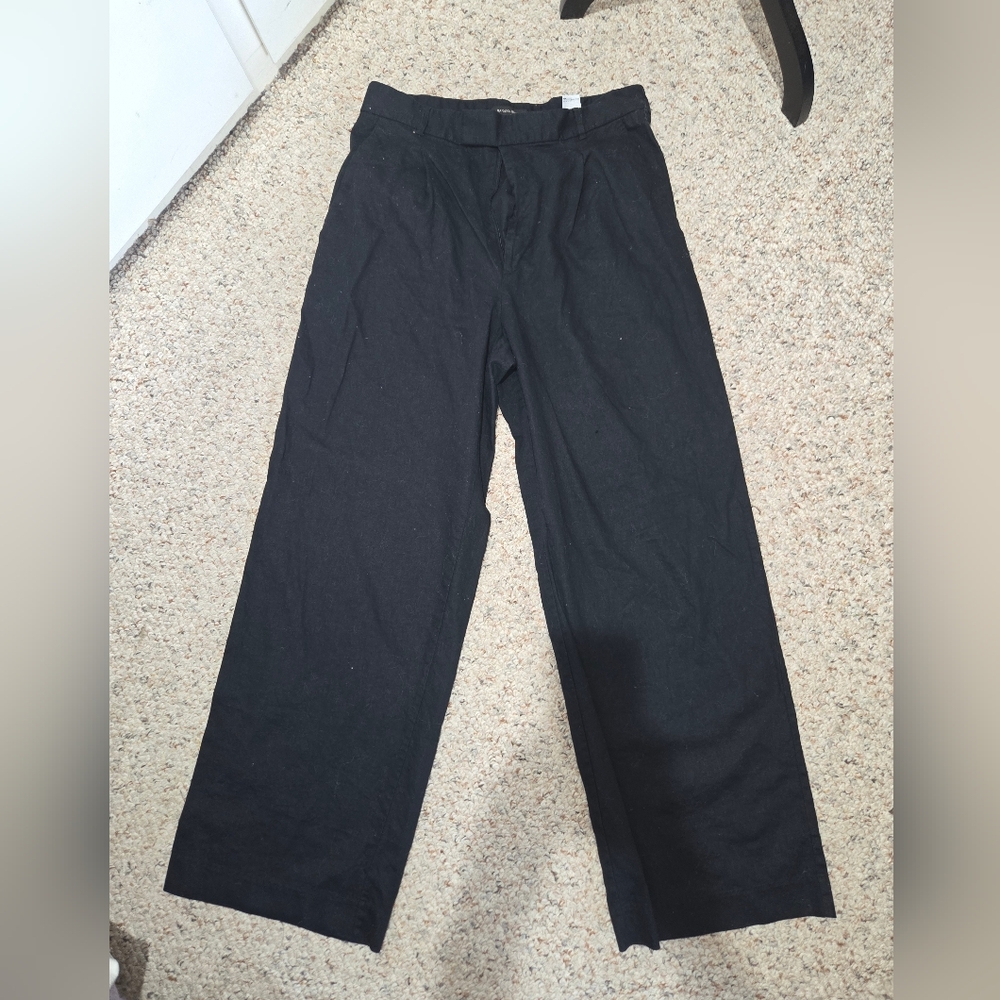 Black Linen Blend Pants